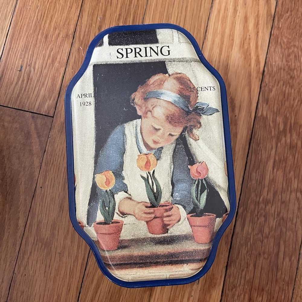 Vintage Good Housekeeping Set 4 Seasons Metal Tins Spring Summer Autumn Winter - Picture 9 of 12